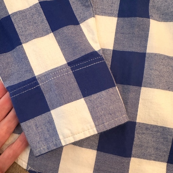 NWT J.Crew Factory Blue and White Plaid 100% Cotton Shirt (Size Small) - Picture 6 of 9